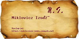 Miklovicz Izsó névjegykártya